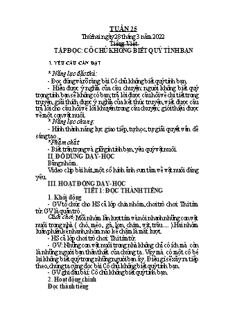 Kế hoạch bài dạy Lớp 1 - Tuần 25 - Năm học 2021-2022 - Nguyễn Thị Ánh Tuyết