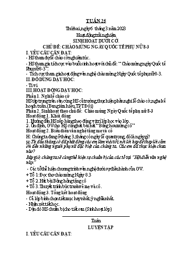 Kế hoạch bài dạy Lớp 1 - Tuần 25 - Năm học 2022-2023 - Nguyễn Thị Ánh Tuyết