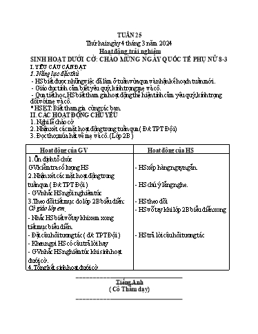 Kế hoạch bài dạy Lớp 1 - Tuần 25 - Năm học 2023-2024 - Nguyễn Thị Ánh Tuyết