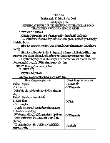 Kế hoạch bài dạy Lớp 1 - Tuần 26 - Năm học 2023-2024 - Nguyễn Thị Ánh Tuyết