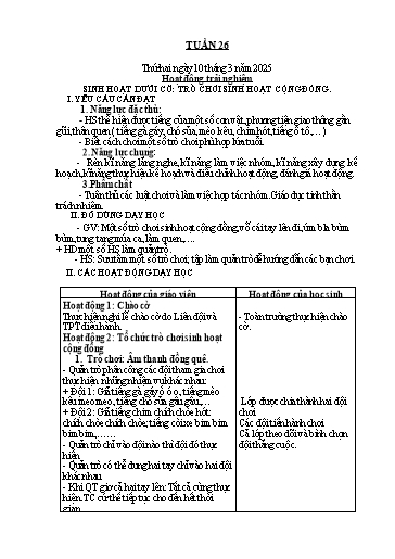 Kế hoạch bài dạy Lớp 1 - Tuần 26 - Năm học 2024-2025 - Nguyễn Thị Ánh Tuyết