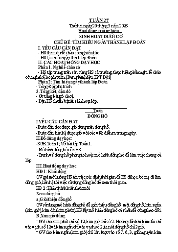 Kế hoạch bài dạy Lớp 1 - Tuần 27 - Năm học 2022-2023 - Nguyễn Thị Ánh Tuyết