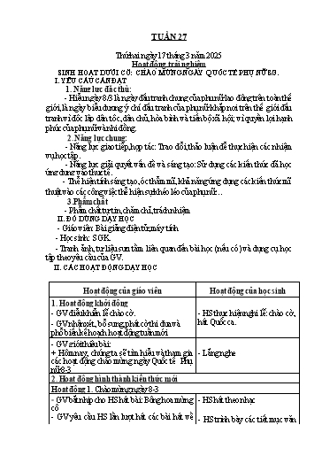 Kế hoạch bài dạy Lớp 1 - Tuần 27 - Năm học 2024-2025 - Nguyễn Thị Ánh Tuyết