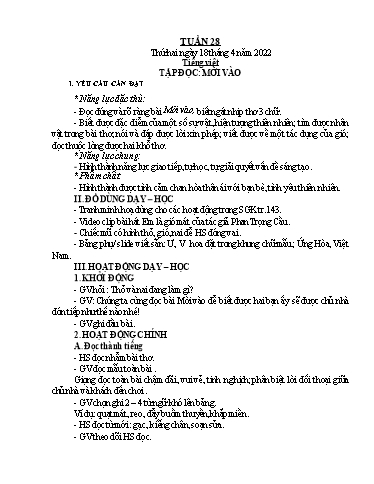 Kế hoạch bài dạy Lớp 1 - Tuần 28 - Năm học 2021-2022 - Nguyễn Thị Ánh Tuyết