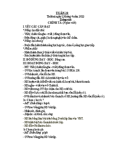 Kế hoạch bài dạy Lớp 1 - Tuần 29 - Năm học 2021-2022 - Nguyễn Thị Ánh Tuyết