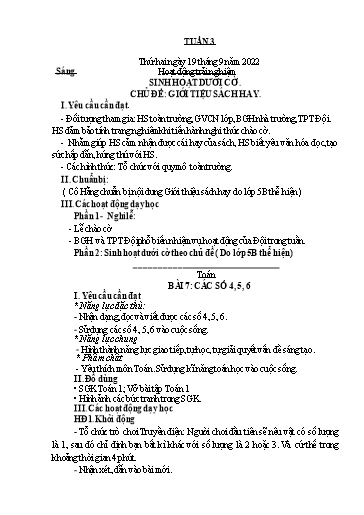 Kế hoạch bài dạy Lớp 1 - Tuần 3 - Năm học 2022-2023 - Nguyễn Thị Ánh Tuyết