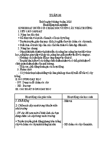 Kế hoạch bài dạy Lớp 1 - Tuần 30 - Năm học 2024-2025 - Nguyễn Thị Ánh Tuyết