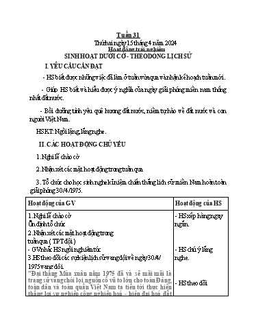 Kế hoạch bài dạy Lớp 1 - Tuần 31 - Năm học 2023-2024 - Nguyễn Thị Ánh Tuyết