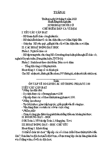 Kế hoạch bài dạy Lớp 1 - Tuần 32 - Năm học 2022-2023 - Nguyễn Thị Ánh Tuyết
