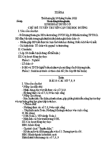 Kế hoạch bài dạy Lớp 1 - Tuần 4 - Năm học 2022-2023 - Nguyễn Thị Ánh Tuyết