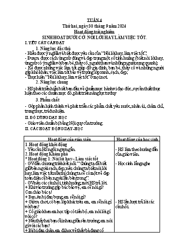 Kế hoạch bài dạy Lớp 1 - Tuần 4 - Năm học 2024-2025 - Nguyễn Thị Ánh Tuyết