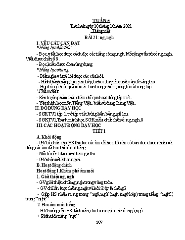 Kế hoạch bài dạy Lớp 1 - Tuần 5 - Năm học 2021-2022 - Nguyễn Thị Ánh Tuyết