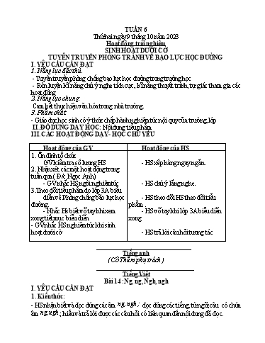 Kế hoạch bài dạy Lớp 1 - Tuần 6 - Năm học 2023-2024 - Nguyễn Thị Ánh Tuyết