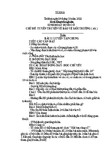 Kế hoạch bài dạy Lớp 1 - Tuần 8 - Năm học 2022-2023 - Nguyễn Thị Ánh Tuyết