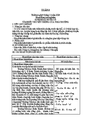 Kế hoạch bài dạy Lớp 1 - Tuần 9 - Năm học 2024-2025 - Nguyễn Thị Ánh Tuyết