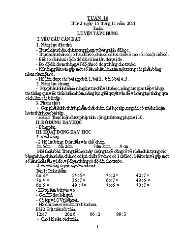 Kế hoạch bài dạy Lớp 3 - Tuần 10 - Năm học 2021-2022 - Trần Thị Vân