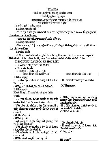 Kế hoạch bài dạy Lớp 3 - Tuần 10 - Năm học 2024-2025 - Trần Thị Vân