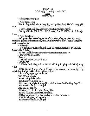 Kế hoạch bài dạy Lớp 3 - Tuần 11 - Năm học 2021-2022 - Trần Thị Vân