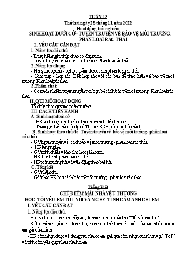 Kế hoạch bài dạy Lớp 3 - Tuần 13 - Năm học 2022-2023 - Trần Thị Vân
