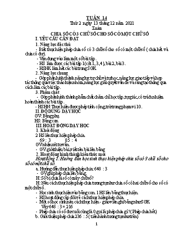 Kế hoạch bài dạy Lớp 3 - Tuần 14 - Năm học 2021-2022 - Trần Thị Vân