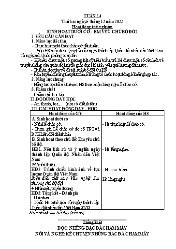 Kế hoạch bài dạy Lớp 3 - Tuần 14 - Năm học 2022-2023 - Trần Thị Vân