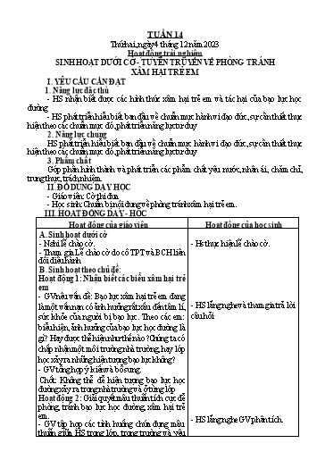 Kế hoạch bài dạy Lớp 3 - Tuần 14 - Năm học 2023-2024 - Trần Thị Vân
