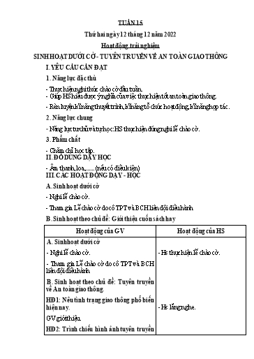 Kế hoạch bài dạy Lớp 3 - Tuần 15 - Năm học 2022-2023 - Trần Thị Vân