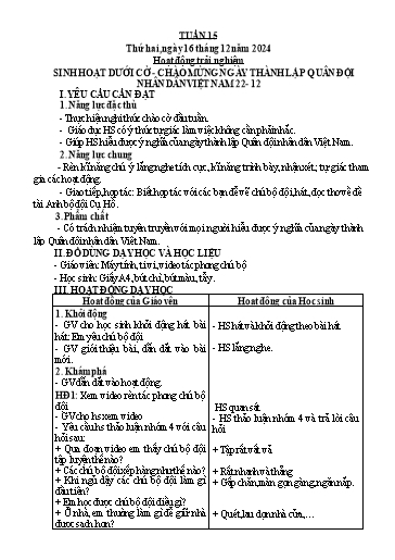 Kế hoạch bài dạy Lớp 3 - Tuần 15 - Năm học 2024-2025 - Trần Thị Vân
