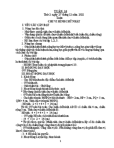 Kế hoạch bài dạy Lớp 3 - Tuần 16 - Năm học 2021-2022 - Trần Thị Vân