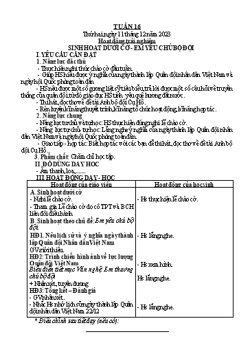 Kế hoạch bài dạy Lớp 3 - Tuần 16 - Năm học 2023-2024 - Trần Thị Vân