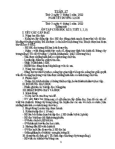 Kế hoạch bài dạy Lớp 3 - Tuần 17 - Năm học 2021-2022 - Trần Thị Vân