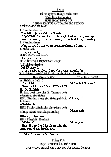 Kế hoạch bài dạy Lớp 3 - Tuần 17 - Năm học 2022-2023 - Trần Thị Vân