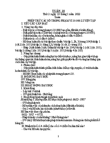 Kế hoạch bài dạy Lớp 3 - Tuần 18 - Năm học 2021-2022 - Trần Thị Vân