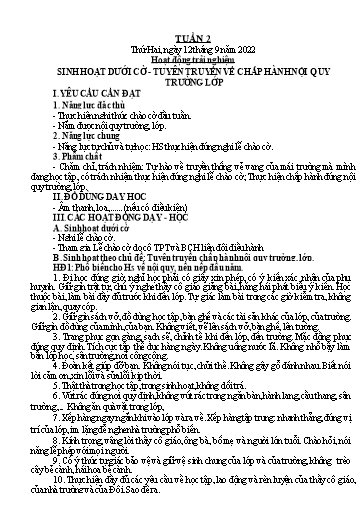 Kế hoạch bài dạy Lớp 3 - Tuần 2 - Năm học 2022-2023 - Trần Thị Vân