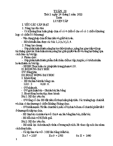 Kế hoạch bài dạy Lớp 3 - Tuần 20 - Năm học 2021-2022 - Trần Thị Vân
