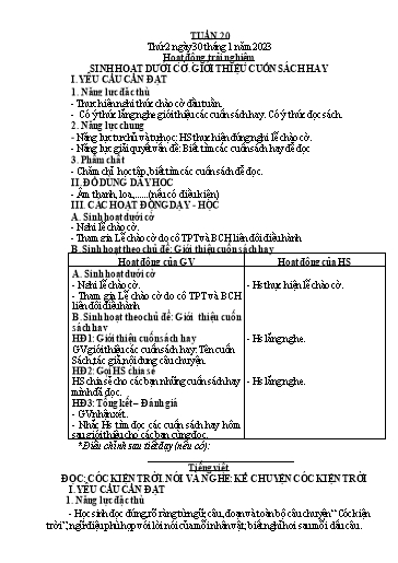 Kế hoạch bài dạy Lớp 3 - Tuần 20 - Năm học 2022-2023 - Trần Thị Vân