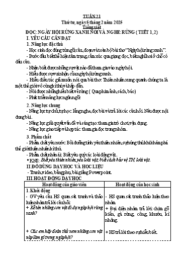 Kế hoạch bài dạy Lớp 3 - Tuần 21 - Năm học 2024-2025 - Trần Thị Vân