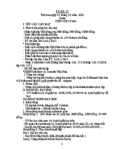 Kế hoạch bài dạy Lớp 3 - Tuần 22 - Năm học 2021-2022 - Trần Thị Vân