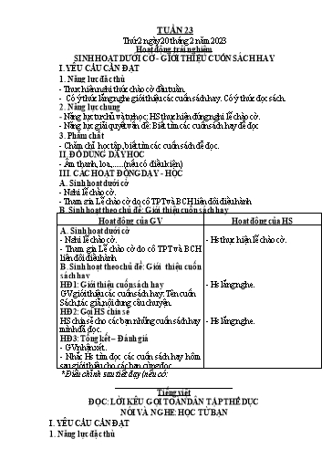 Kế hoạch bài dạy Lớp 3 - Tuần 23 - Năm học 2022-2023 - Trần Thị Vân
