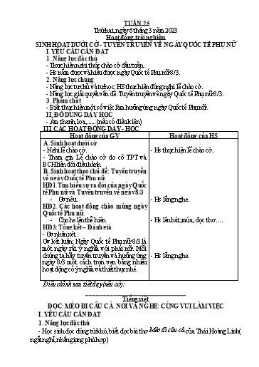 Kế hoạch bài dạy Lớp 3 - Tuần 25 - Năm học 2022-2023 - Trần Thị Vân