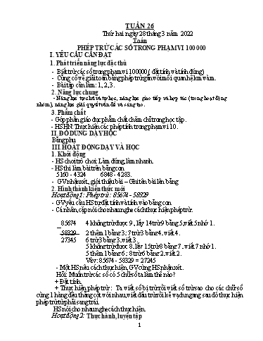 Kế hoạch bài dạy Lớp 3 - Tuần 26 - Năm học 2021-2022 - Trần Thị Vân