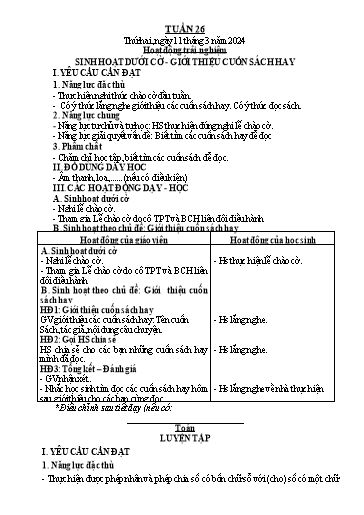 Kế hoạch bài dạy Lớp 3 - Tuần 26 - Năm học 2023-2024 - Trần Thị Vân