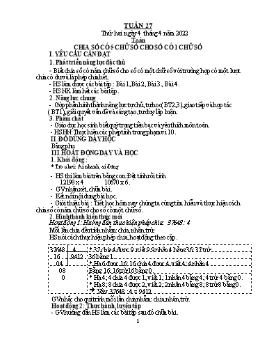 Kế hoạch bài dạy Lớp 3 - Tuần 27 - Năm học 2021-2022 - Trần Thị Vân