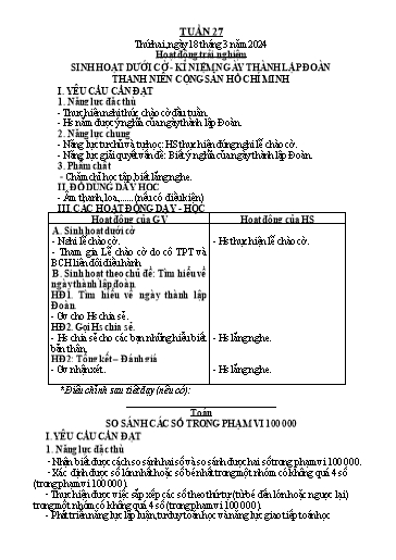 Kế hoạch bài dạy Lớp 3 - Tuần 27 - Năm học 2023-2024 - Trần Thị Vân