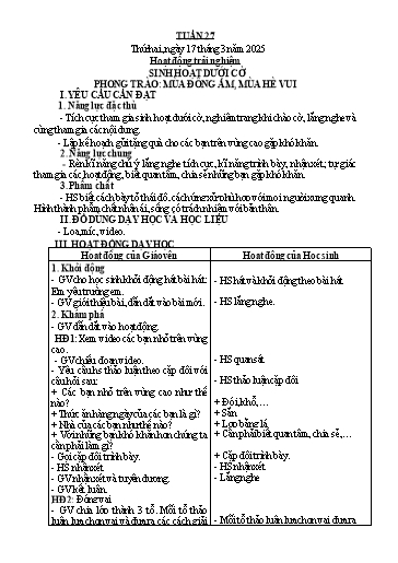 Kế hoạch bài dạy Lớp 3 - Tuần 27 - Năm học 2024-2025 - Trần Thị Vân