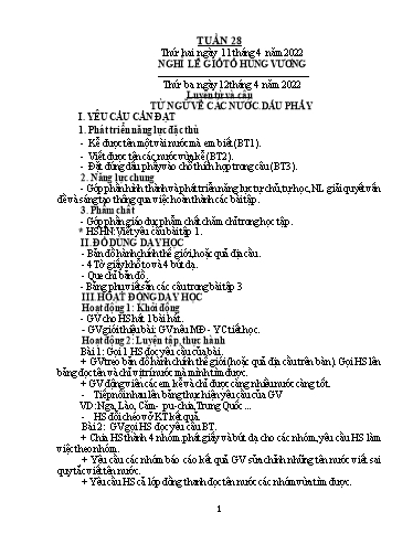 Kế hoạch bài dạy Lớp 3 - Tuần 28 - Năm học 2021-2022 - Trần Thị Vân