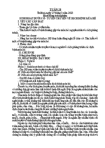 Kế hoạch bài dạy Lớp 3 - Tuần 28 - Năm học 2022-2023 - Trần Thị Vân