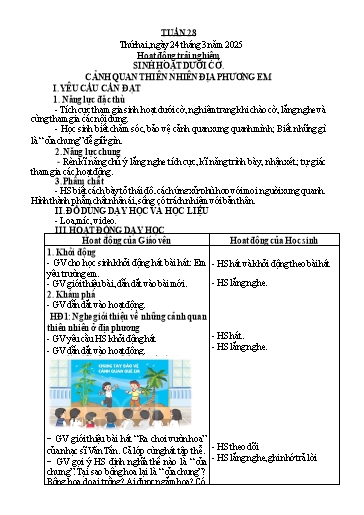 Kế hoạch bài dạy Lớp 3 - Tuần 28 - Năm học 2024-2025 - Trần Thị Vân