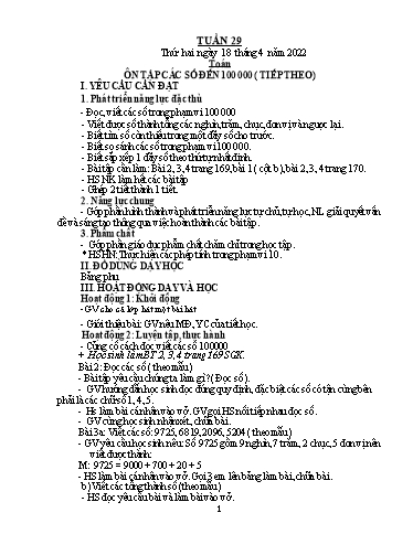 Kế hoạch bài dạy Lớp 3 - Tuần 29 - Năm học 2021-2022 - Trần Thị Vân
