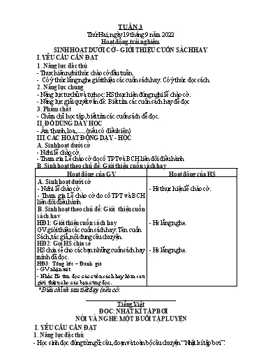 Kế hoạch bài dạy Lớp 3 - Tuần 3 - Năm học 2022-2023 - Trần Thị Vân